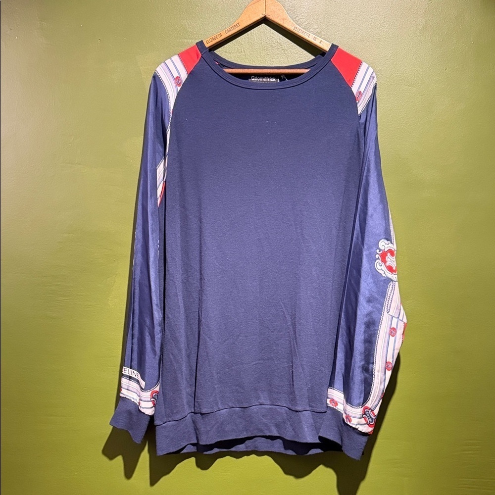 Upcycled Celine Men's Blue Sweater